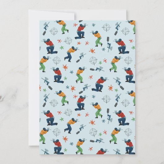 ボーイズモダンペイントボール(ばちゃばちゃ)跳ねるパーティー子供の誕生日 招待状 (裏面)