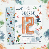 ボーイズモダンペイントボール(ばちゃばちゃ)跳ねるパーティー子供の誕生日 招待状