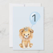 ボーイズモダンライオンクラウンバルーン1st誕生日 招待状 (裏面)