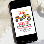 ボーイズモンスターカートラック3rd誕生日パーティー 招待状