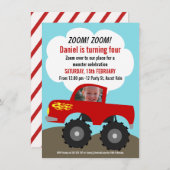 ボーイズモンスタートラックフォト誕生日招待状 招待状 (正面/裏面)