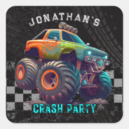 ボーイズモンスタートラックラリー誕生日パーティー スクエアシール