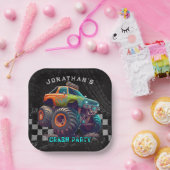 ボーイズモンスタートラックラリー誕生日パーティー ペーパープレート (パーティー)