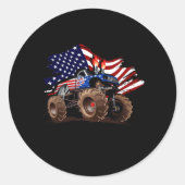 ボーイズモンスタートラック恋人アメリカ国旗のレースUSA ラウンドシール (正面)