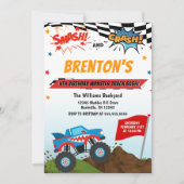 ボーイズモンスタートラック誕生日招待状 招待状 (正面)