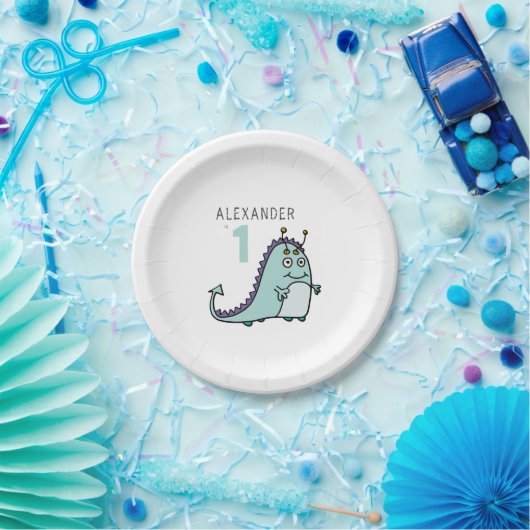 ボーイズモンスターファースト誕生日パーティー ペーパープレート (パーティー)