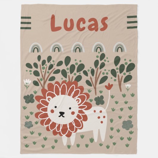 ボーイズライオンサファリパステルジャングルトドラー フリースブランケット (正面)