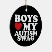 ボーイズラブマイオティズムスワッグ認識度ハート セラミックオーナメント (右)