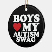 ボーイズラブマイオティズムスワッグ認識度ハート セラミックオーナメント (左)