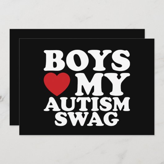 ボーイズラブマイオティズムスワッグ認識度ハート 招待状 (正面/裏面)