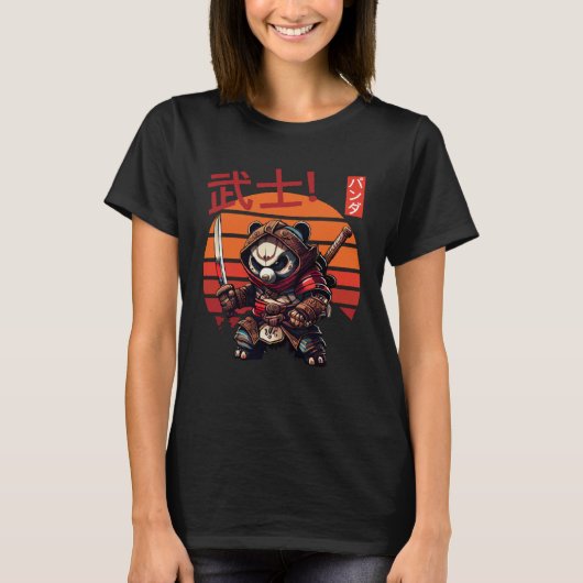 ボーイズラブ レトロ サムライ パンダ Tシャツ (正面)