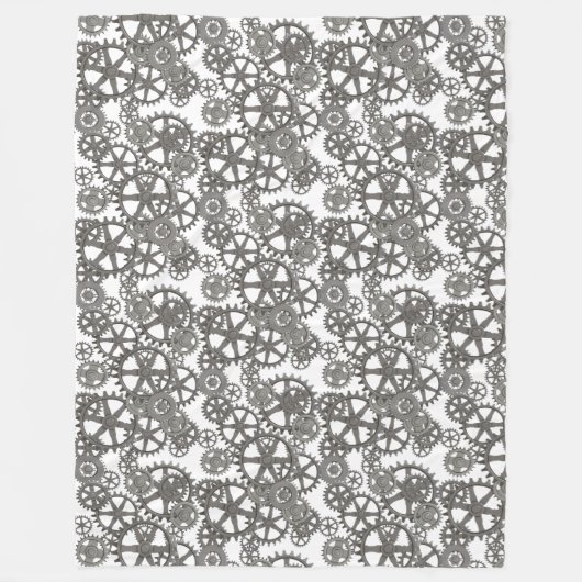 ボーイズルームギア用のグレーと白のパターン フリースブランケット (正面)