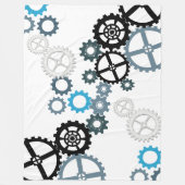 ボーイズルームギア用ブルーグレーホワイトのパターン フリースブランケット (正面)