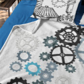 ボーイズルームギア用ブルーグレーホワイトのパターン フリースブランケット