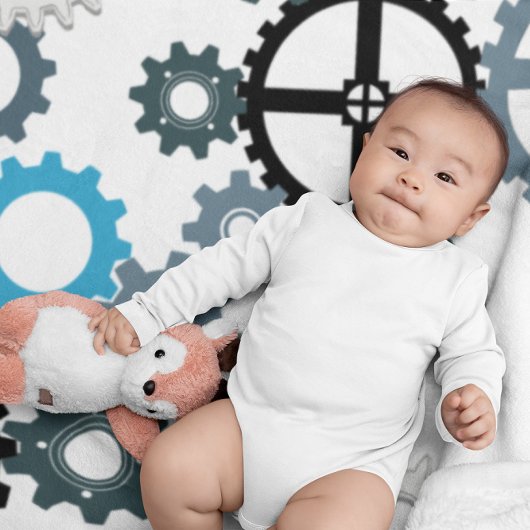 ボーイズルームギア用ブルーグレーホワイトのパターン フリースブランケット