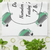 ボーイズルームクラシックレトロ車ギフト甘いグリーン車 キッチンタオル (折り畳み)