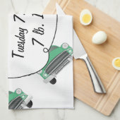 ボーイズルームクラシックレトロ車ギフト甘いグリーン車 キッチンタオル (四つ折り)