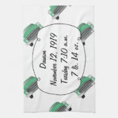 ボーイズルームクラシックレトロ車ギフト甘いグリーン車 キッチンタオル (縦)