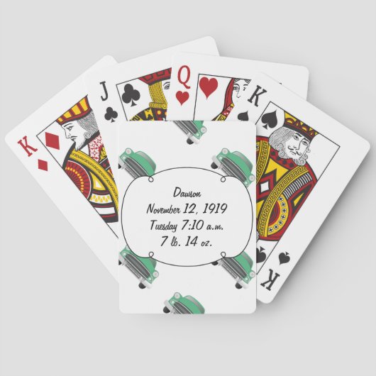 ボーイズルームクラシックレトロ車ギフト甘いグリーン車 トランプ (裏面)