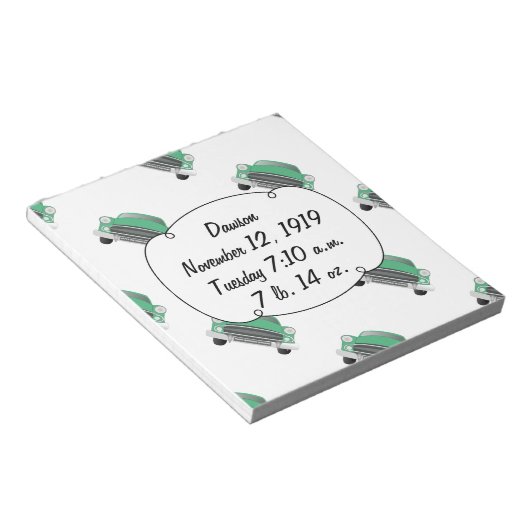 ボーイズルームクラシックレトロ車ギフト甘いグリーン車 ノートパッド (アングル)