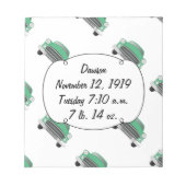 ボーイズルームクラシックレトロ車ギフト甘いグリーン車 ノートパッド (正面)