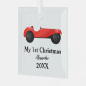 ボーイズルームクラシックレトロ車ギフト甘い赤い車 ガラスオーナメント (正面左)