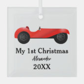 ボーイズルームクラシックレトロ車ギフト甘い赤い車 ガラスオーナメント (正面)