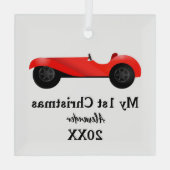 ボーイズルームクラシックレトロ車ギフト甘い赤い車 ガラスオーナメント (裏面)