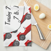 ボーイズルームクラシックレトロ車ギフト甘い赤い車 キッチンタオル (四つ折り)