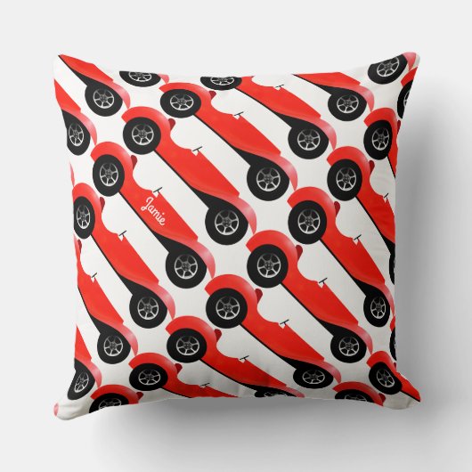 ボーイズルームクラシックレトロ車ギフト甘い赤い車 クッション (裏面)