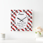 ボーイズルームクラシックレトロ車ギフト甘い赤い車 スクエア壁時計 (ホーム)