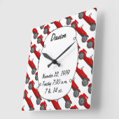 ボーイズルームクラシックレトロ車ギフト甘い赤い車 スクエア壁時計 (傾斜)