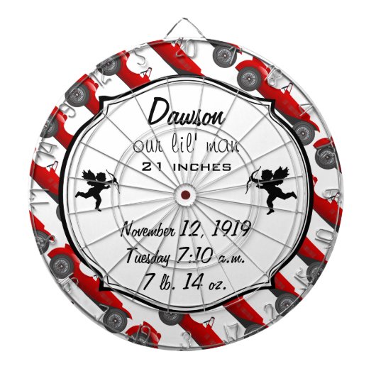 ボーイズルームクラシックレトロ車ギフト甘い赤い車 ダーツボード (正面)