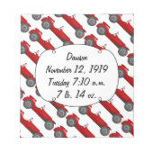 ボーイズルームクラシックレトロ車ギフト甘い赤い車 ノートパッド (正面)