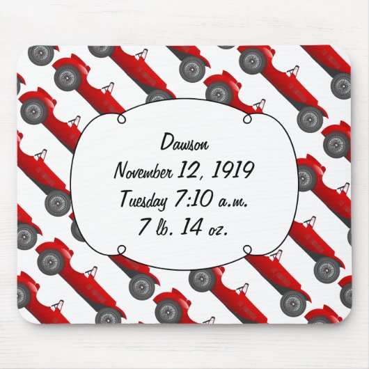 ボーイズルームクラシックレトロ車ギフト甘い赤い車 マウスパッド (正面)
