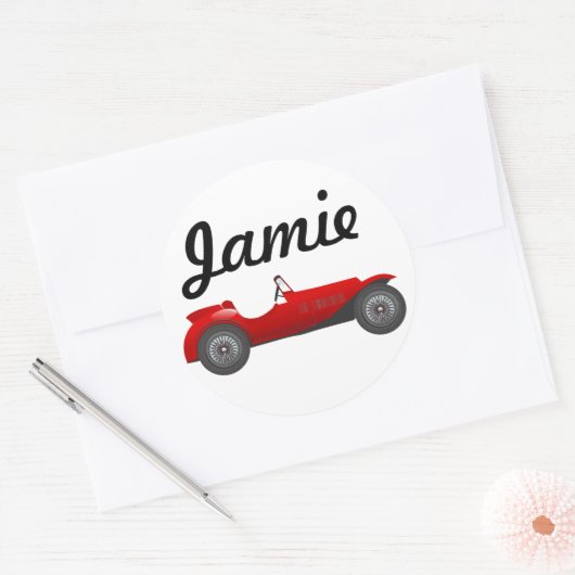 ボーイズルームクラシックレトロ車ギフト甘い赤い車 ラウンドシール (封筒)
