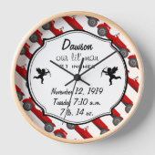 ボーイズルームクラシックレトロ車ギフト甘い赤い車 壁時計 (正面)