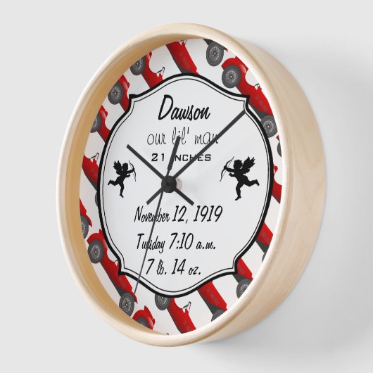 ボーイズルームクラシックレトロ車ギフト甘い赤い車 壁時計 (傾斜)