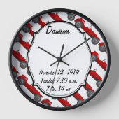 ボーイズルームクラシックレトロ車ギフト甘い赤い車 壁時計 (正面)