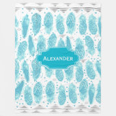 ボーイズルームモダン抽象芸術羽毛パターン フリースブランケット (正面)