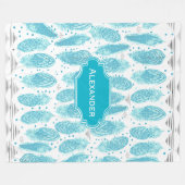 ボーイズルームモダン抽象芸術羽毛パターン フリースブランケット (正面(横))