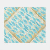 ボーイズルームモダン抽象芸術羽毛パターン フリースブランケット (正面(横))