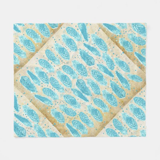 ボーイズルームモダン抽象芸術羽毛パターン フリースブランケット (正面(横))