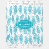 ボーイズルームモダン抽象芸術羽毛パターン フリースブランケット (正面)