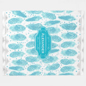 ボーイズルームモダン抽象芸術羽毛パターン フリースブランケット (正面(横))