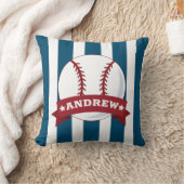 ボーイズルーム野球レッドアンドブルー名前をカスタムする クッション (ブランケット)