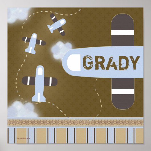 ボーイズルーム飛行機壁ポスター ポスター (正面)