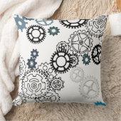 ボーイズルームDecor F用ブルーグレーホワイトギアパターン クッション (ブランケット)