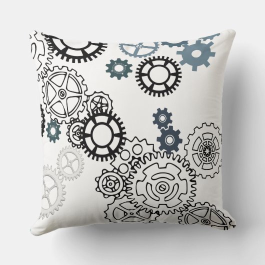 ボーイズルームDecor F用ブルーグレーホワイトギアパターン クッション (裏面)