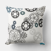 ボーイズルームDecor F用ブルーグレーホワイトギアパターン クッション (正面)